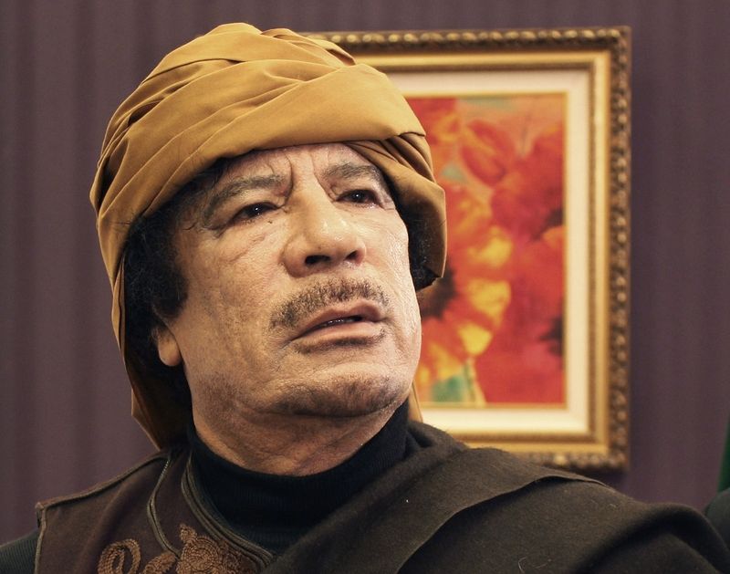 Muammar Kaddáfí při projevu