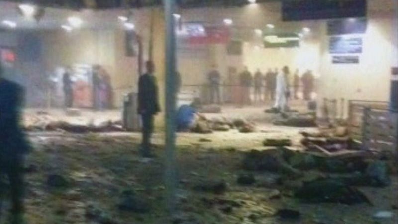 Situace na moskevském letišti Domodědovo krátce po výbuchu