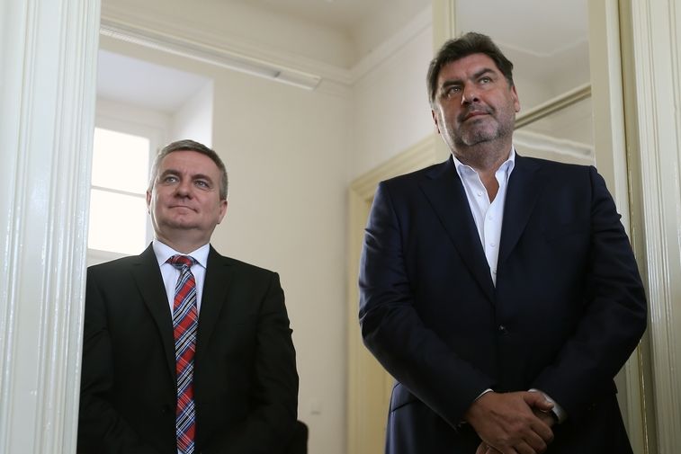 Kancléř prezidenta Vratislav Mynář (vlevo) a poradce prezidenta Martin Nejedlý