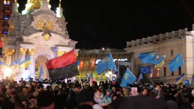 Demonstranti na kyjevském Náměstí nezávislosti