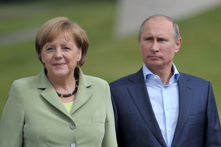 Německá kancléřka Angela Merkelová s ruským prezidentem Vladimirem Putinem