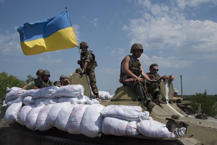 Vojáci v Doněcku na východě Ukrajiny