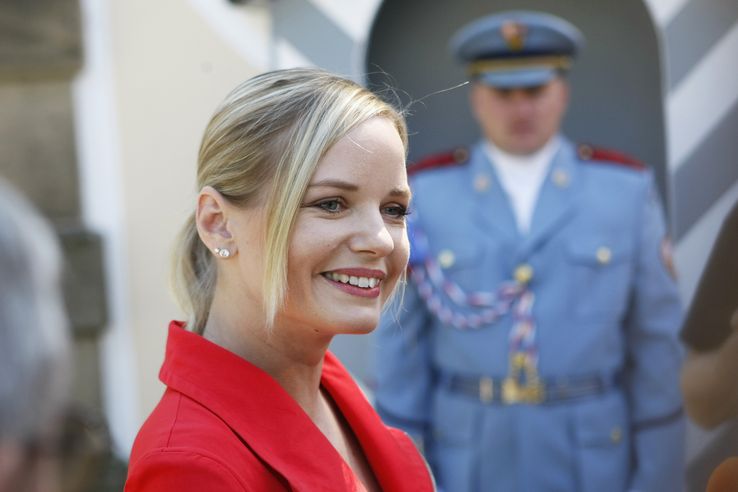 Kateřina Klasnová v Lánech po setkání s prezidentem Milošem Zemanem
