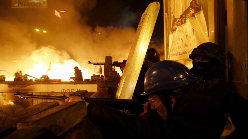 Protivládní tábor na náměstí Nezávislosti v Kyjevě