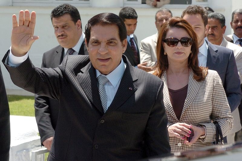 Uprchlý tuniský prezident Zín Abidín bin Alí s manželkou Leilou