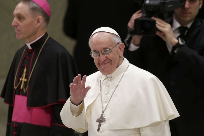 Papež František na setkání s novináři