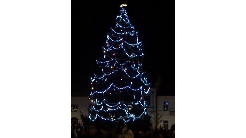 vánoční strom na náměstí T. G. Masaryka