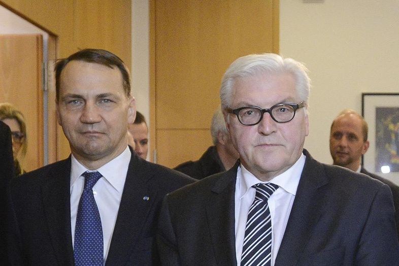 Ministři zahraničí Polska a Německa Radoslaw Sikorski a Frank-Walter Steinmeier v Kyjevě 