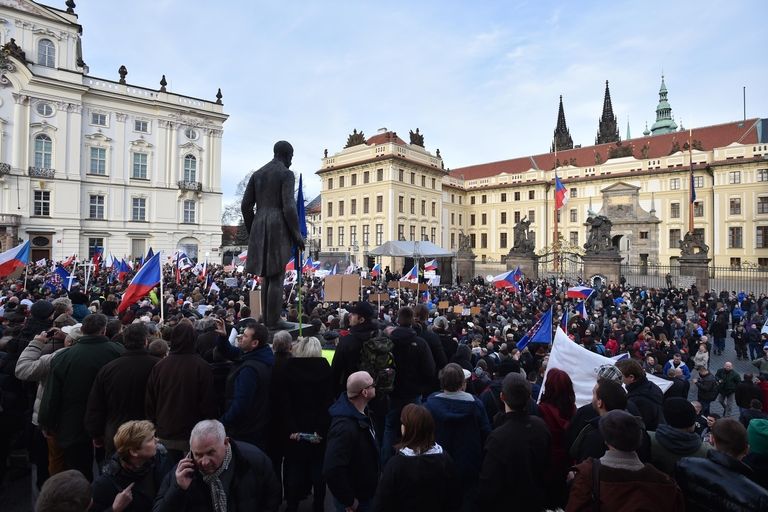 Demonstrace „Hrozba islamizace ČR“ na Hradčanském náměstí v Praze