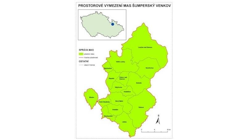 MAS Šumperský venkov - mapa území