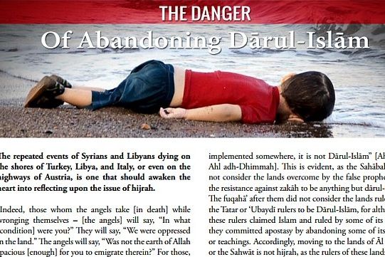 Otisk stránky z anglickojazyčného propagandistického magazínu Islámského státu Dabiq