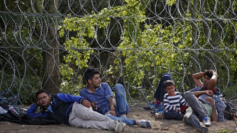 Běženci na maďarsko-srbské hranici