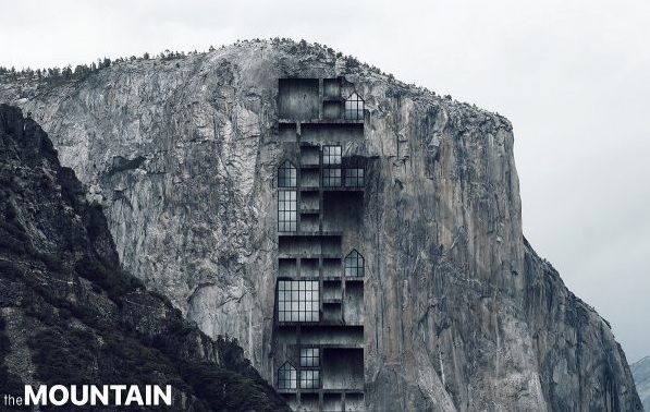 Američan Ryan Ibarra navrhl do skalního masivu vetknutý mrakodrap s názvem Horský mrakodrap v Yosemite (Mountain Skyscraper in Yosemite).