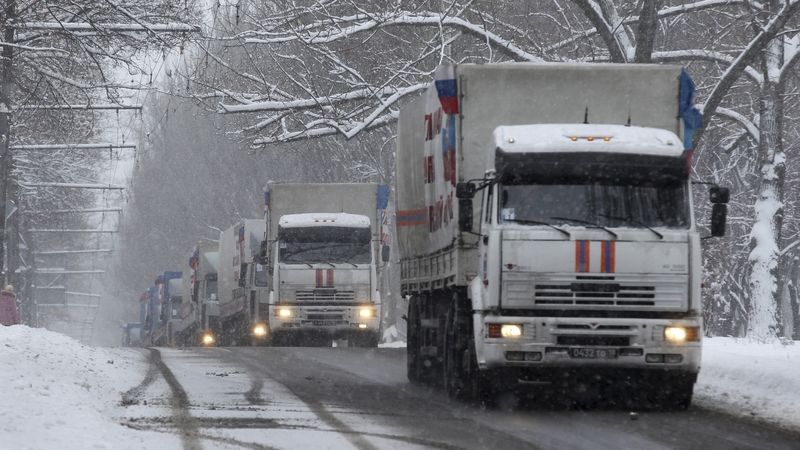 Ruské kamióny v Doněcku