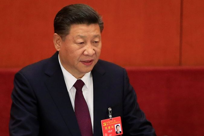 Čínský prezident Si Ťin-pching při projevu na sjezdu čínských komunistů.