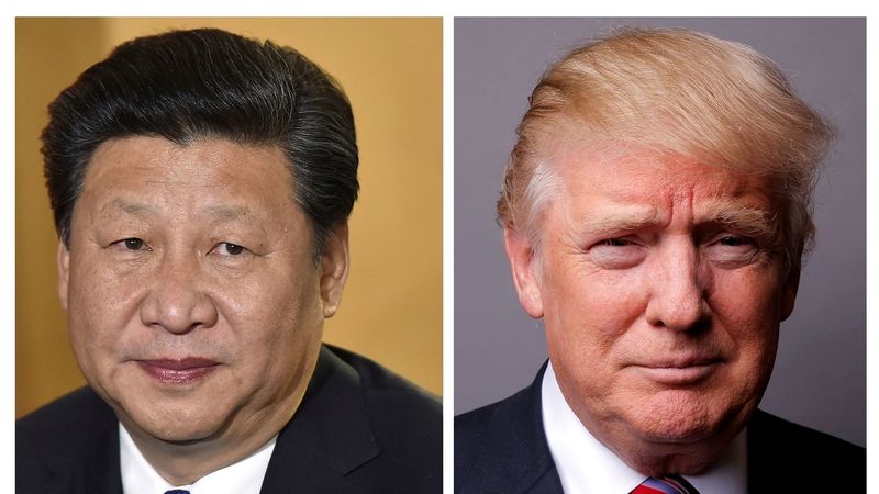Prezidenti Číny a Spojených států Si Ťin-pching a Donald Trump