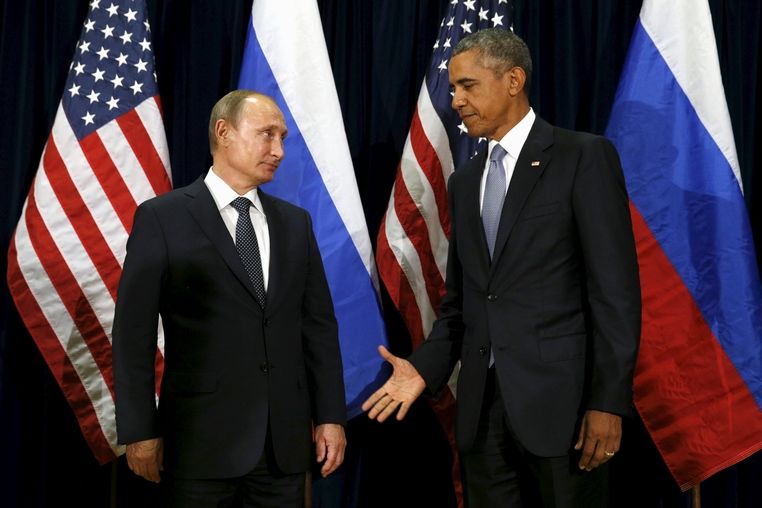 Ruský prezident Vladimir Putin se svým americkým protějškem Barackem Obamou