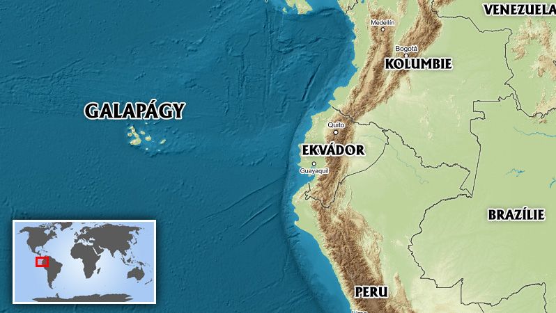  Mapa se znázorněním polohy souostroví Galapágy