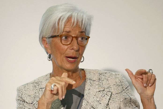 Šéfka MMF Christine Lagardeová na tiskové konferenci v  Londýně