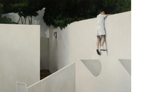 Jonathan Wateridge: Chlapec na zdi (2012), k vidění na výstavě Narušená imaginace v ostravském Domě umění do 26. března