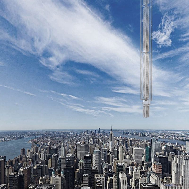 Největší mrakodrap na světě by měl viset z oblohy dolů, zavěšený na asteroidu.