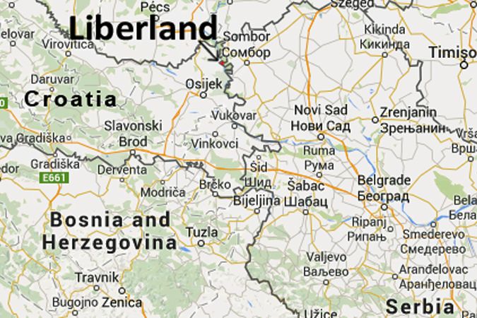 Území státu Liberland se nachází mezi Srbskem a Chorvatskem 