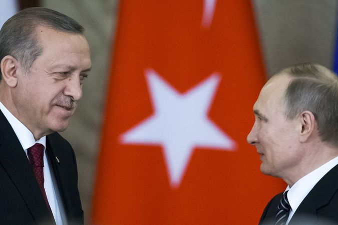 Ruský prezident Vladimir Putin se svým tureckým protějškem Recepem Erdoganem