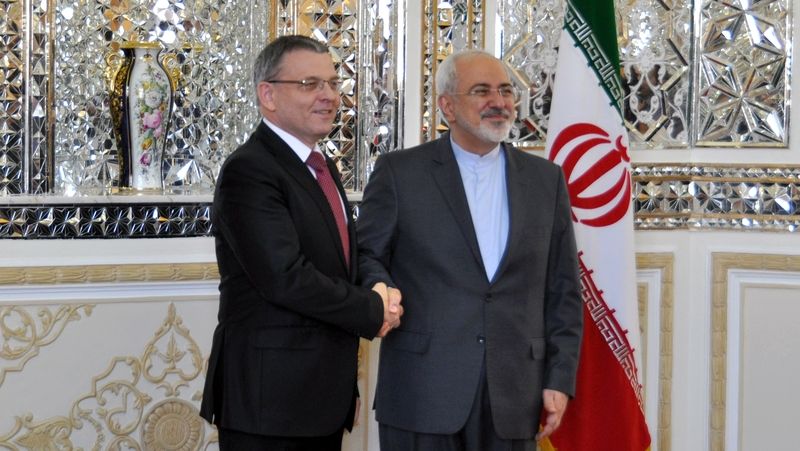 Ministr zahraničí Lubomír Zaorálek s íránským ministrem zahraničí Mohammadem Džavádem Zarífem