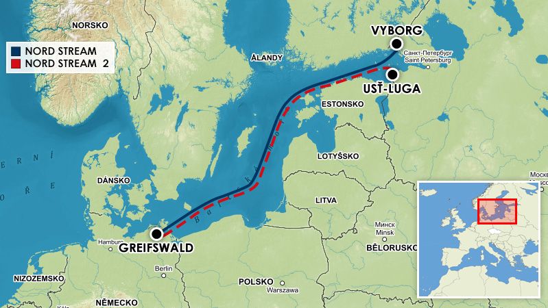 Plynovody Nord Stream a Nord Stream 2.