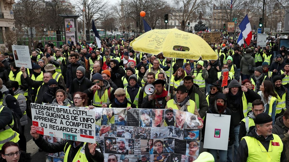 Sobotní protest žlutých vest v Paříži