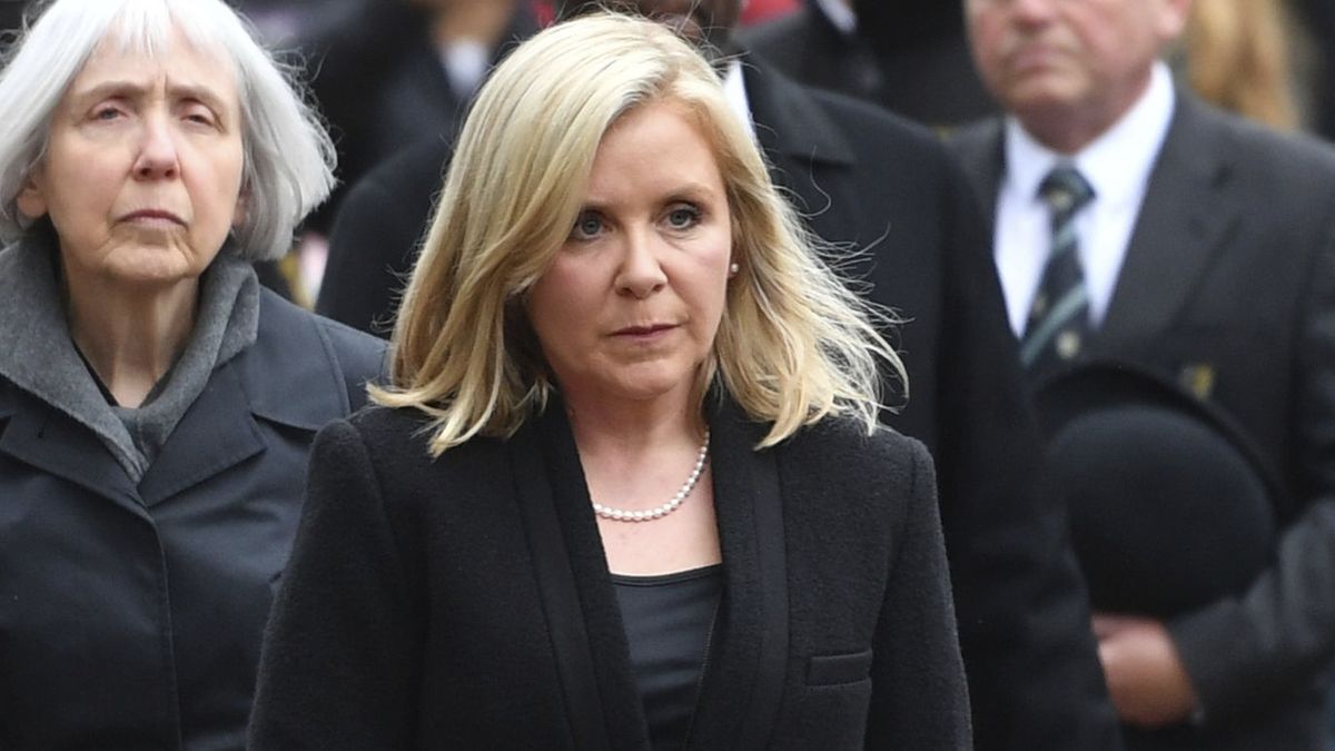 Professor Stephen Hawking's daughter Lucy attends the funeral of her father.