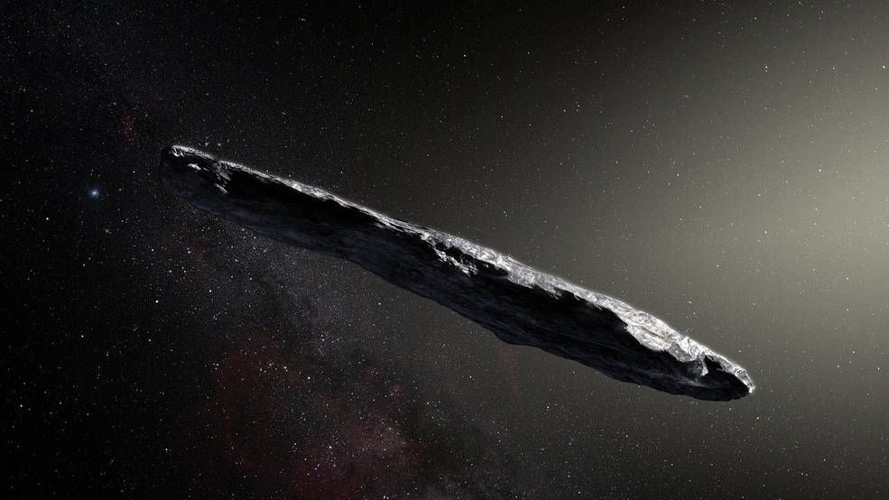 Takto by mohl vypadat asteroid Oumuamua podle kreslíře 