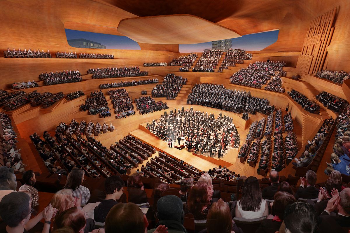 Koncertní sál je navržen pro 2000 posluchačů. Žádné z míst nemá být lepší nebo horší než jiné.