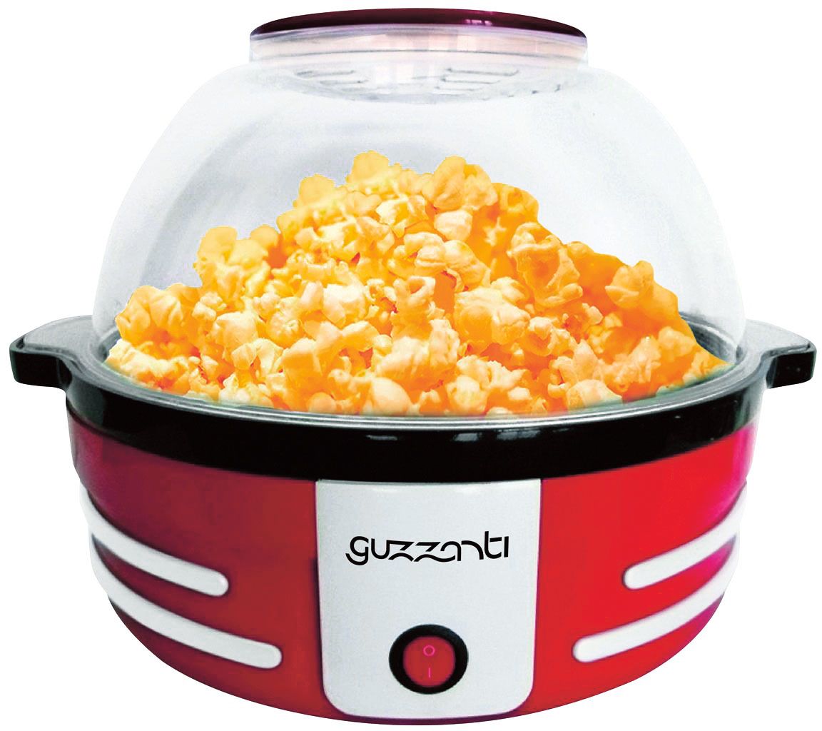 Designový popkornovač Guzzanti GZ 135 v červeném retro provedení padesátých let vyrobí křupavý a chutný snack z 80 až 100 g zrn kukuřice za necelých pět minut. Cena 999 Kč.