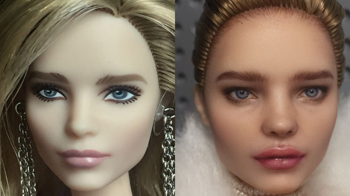 Panenka Barbie upravená do podoby modelky Natalie Vodianové.