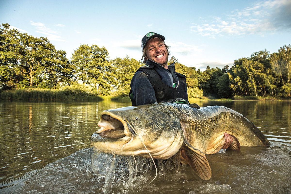 Sumec velký je největší sladkovodní ryba Evropy. Tento kousek Jakub chytil na rybníku Pohan, který sousedí s Katlovem.