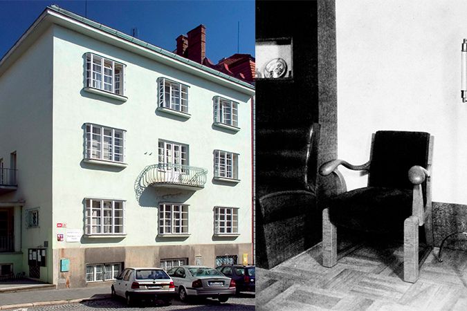 Vila se nachází na adrese Rudoleckého 859/21, Znojmo. Dobové snímky ukazují původní vybavení vily.
