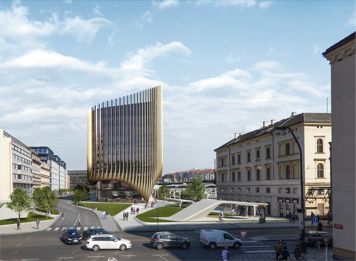 Projekt začíná na úrovni křižovatky ulic Havlíčkovy, a Na Florenci. Vizualizace ukazuje pohled z ulice K Celnici.