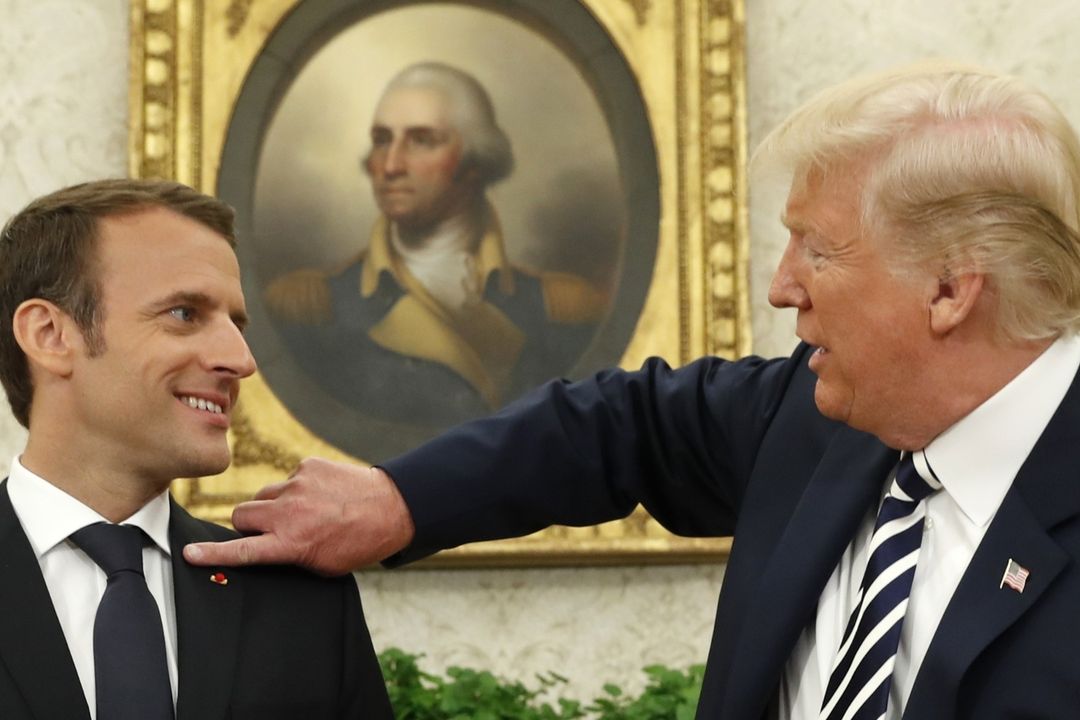 Americký prezident Donald Trump před jednáním s francouzským prezidentem Emmanuelem Macronem