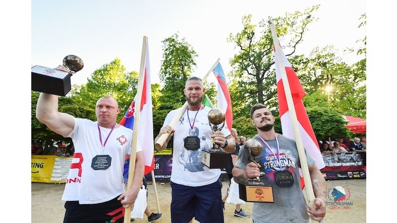 Zleva: Przemyslaw Marczewski, Jiří Tkadlčík, Emanuel Pescari
World’s Ultimate Strongman Championship u105kg 8.11.2019 Přerov 