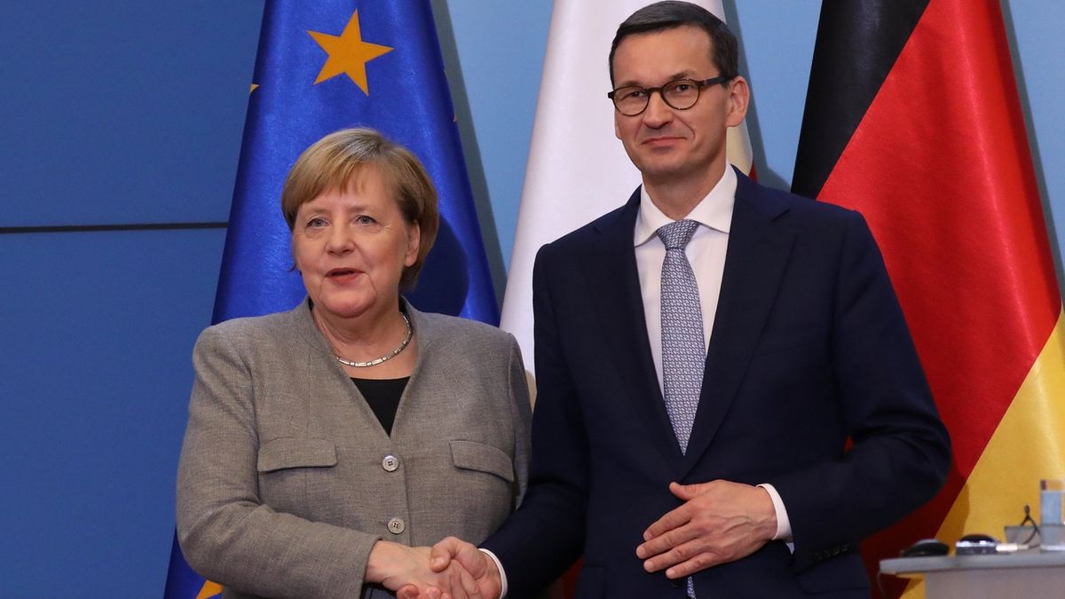 Německá kancléřka Angela Merkelová a polský premiér Mateusz Morawiecki 