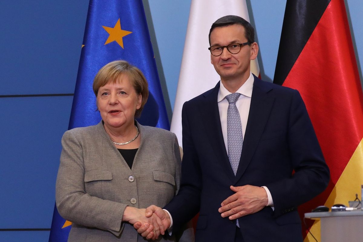 Německá kancléřka Angela Merkelová a polský premiér Mateusz Morawiecki 