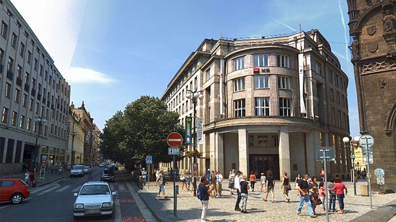 Památkově chráněná budova Komerční banky v pražské ulici Na Příkopě 