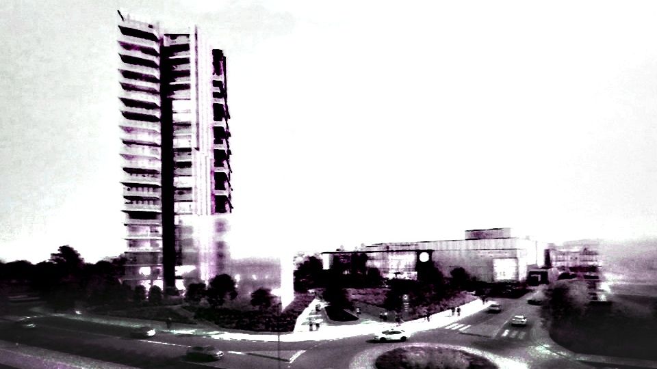 Aktuální verze projektu mrakodrapu Šantovka Tower, snímek pořízený na zasedání olomouckého zastupitelstva v červnu 2019