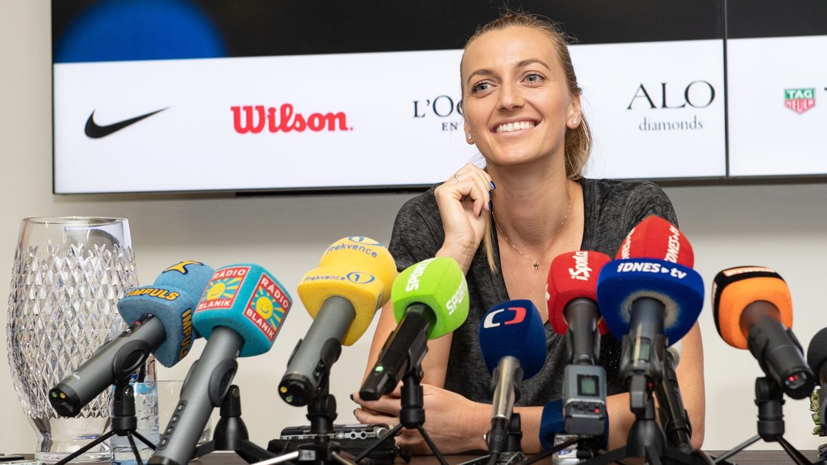 Tenistka Petra Kvitová během tiskové konference po návratu z Austrálie