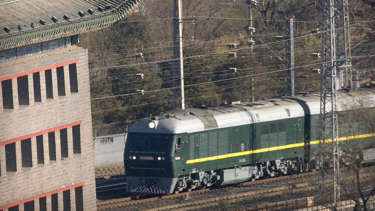 Vlak, v němž pravděpodobně do Číny přicestoval severokorejský vůdce Kim Čong-un.