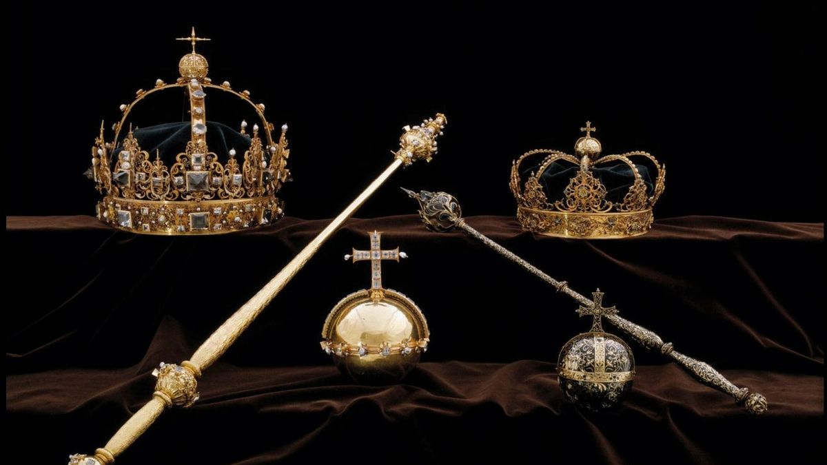 Královské klenoty ze 17. století, které byly ukradeny ve Švédsku.