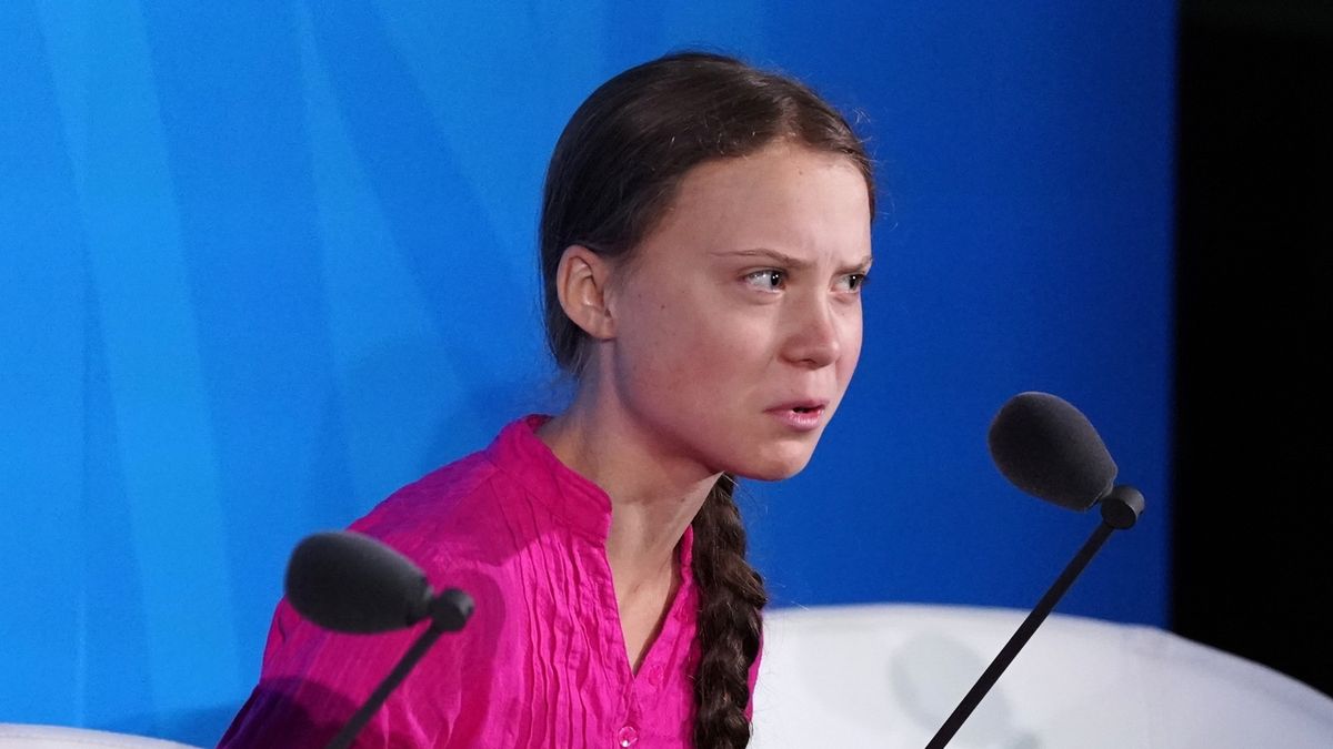 Šestnáctiletá švédská aktivistka Greta Thunbergová na klimatickém summitu v New Yorku