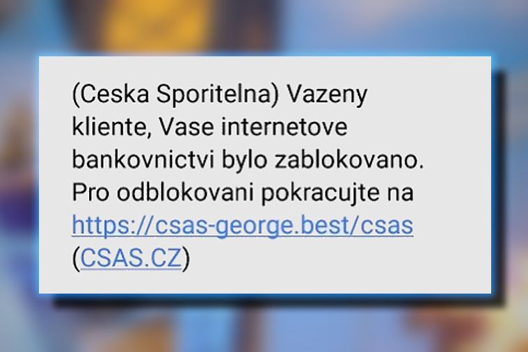 Ukázka podvodné zprávy od České spořitelny