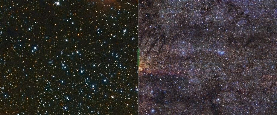 Střed Galaxie ve viditelném světle a infračerveném záření